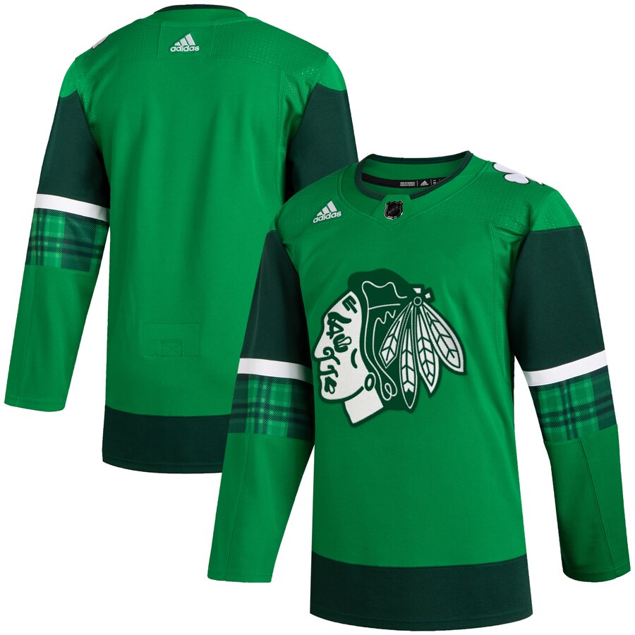 Chicago Blackhawks Blank Men Adidas 2020 St. Patrick Day Stitched NHL Jersey Green